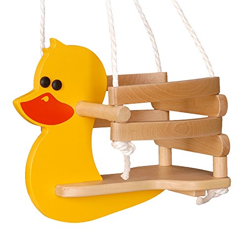 Preisvergleich Produktbild WICKEY Babyschaukel Ente Babysitz Holzschaukel Kleinkindschaukel, 42x30x35cm (LxBxH), Holz