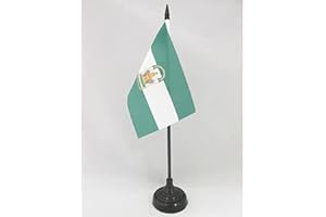 AZ FLAG - Drapeau De Table Andalousie - 15x10 cm - Mini Drapeau Andalous De Bureau 100% Polyester Avec Hampe De 25cm Et Socle En Plastique Noir