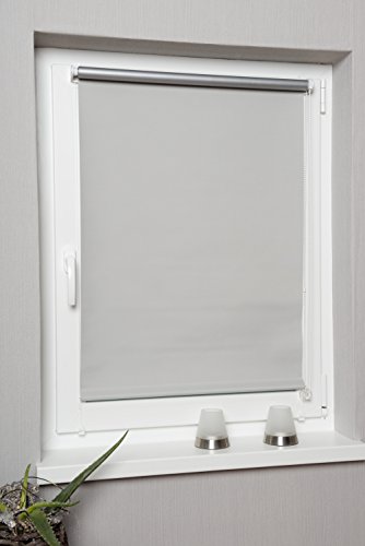 Thermo Verdunkelungsrollo verschiedene Größen und Farben Seitenzug Rollo Klemmrollo Klemmfix Thermorollo (grau, 70_x_150_cm) - 2