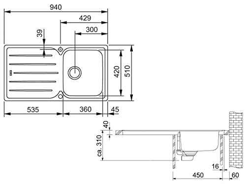 Franke SSX 611 Edelstahl glatt Küchenspüle Spültisch Einbauspüle - 2