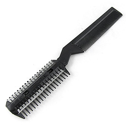 SODIAL(R) Black Handle Hair Razor Cutting Fine Comb for Lady