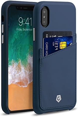 Apple iPhone X Case, Cobble Pro Premium Handcrafted Leather Case Cover with ID Credit Card Slot Holder For Apple iPhone X 5.8" (2017), Dark Blue