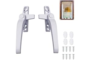 MAKENLUG 2Pcs Universal White Window Handle Replacement Kit, Right/Left Hand, Window Handles for Upvc Windows Window Handle with Fixing Screws, Aluminum Alloy Replacement Window Handles