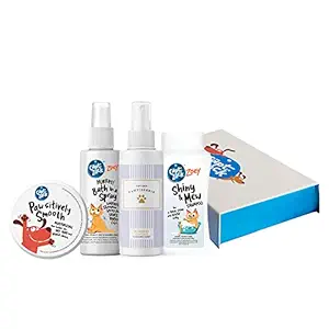 Captain Zack Zoey Miniature Groom Box ? Ultimate 4-in-1, Head-to-Paw Groom-Kit for Your Cat - (Shampoo + Dry Shampoo + Scent + Paw Butter +Toy +Towel) - pH Balanced and Paraben Free