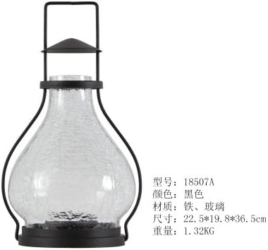 Modern Minimalist Iron Candlestick Ornaments Hand Lantern,Large Black