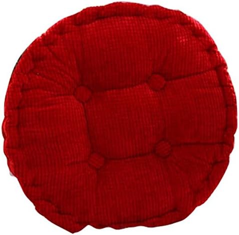 XJPP 40*40cm Round Corduroy Chair Cushion Seat Pad Mat for Home Office Floor Sofa (Red)