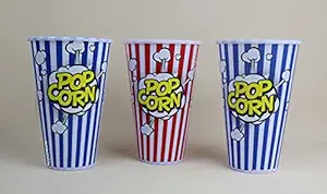 Perpetual Bliss 1 Pcs Reusable and Washable Food Box Theater Style Popcorn Tubs Bowl Plastic Container Bucket Birthday Return Gifts-Multi Color