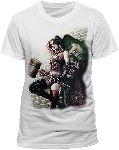 Official DC Comics DC Comics Batman And Harley Quinn Wall Art Unisex T-Shirt Tee, White Small