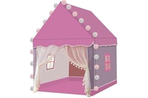 SHERWOOD STORE Tenda da gioco per bambini con lucine a LED – Ideale per interno ed esterno, colore rosa. Dimensioni: 130 x 100 x 115 cm
