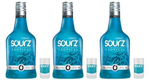 Preisvergleich Produktbild Sourz Tropical 3 x 0,7Liter incl. 3 Gläser