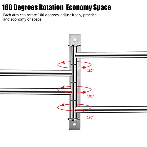 qobobo® 180°Drehung Edelstahl Handtuchhalter Handtuchhaken Bad Handtuchhalter mit 4 Armen einfach und stilvoll - 2