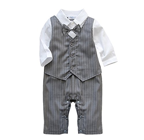 Baby Boy Wedding Tuxedo 1pc Outfit with Colour Matching Bow Tie (3-6 Month)