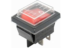 MIXWARE-MEGASHOP Wippschalter mit Wasserdichte Abdeckung 2pol (4 Pin) EIN-AUS 250V 16A beleuchtet (1)