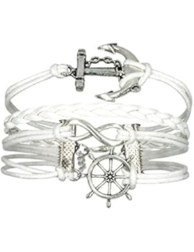 Armband Unendlichkeit Anker und Eulen Silber Schwarz / Infinity / besser Lederband / anhänger / One Direction