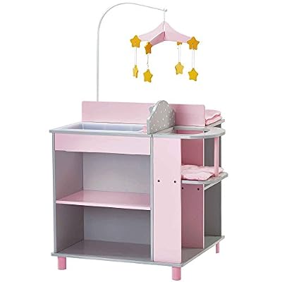 Teamson Olivias Meuble Table à Langer Poupon Poupée Rangement Jeux d’Imitation TD-0203AG