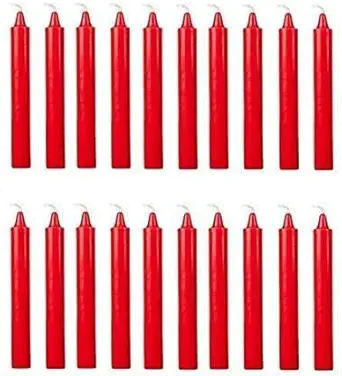Kuber Selection Pack of 20 Pcs 5 Inch 14mm Pure Red Taper Candles, Spell Candles, Stick Candles, Red Household Candles (Pack of 20 Pcs) (5 Inch,14mm) Candle (Red, Pack of 20)