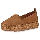plateau slipper  SCARPE VITA Damen Plateau Slipper Bast Espadrilles Slip On Plateauschuhe 176517 Hellbraun 37
