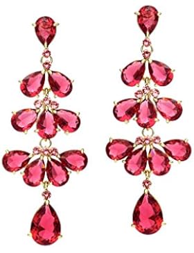 ❤Valentinstagsgeschenke❤ Swarovski® Elements Ohrringe Zirkonia mit rot Blumen Neoglory Jewellery