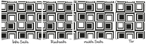 Spind-Tapete „Black Check“ im 3D Retro-Design // Ein tolles Geschenk für Jungen und Mädchen // Farbe schwarz / weiß - 3