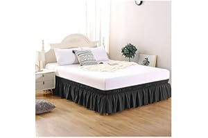 AQIGR Gonne da Letto Elasticizzata Balze Mantovana Giroletto Matrimoniali/Una Piazza e Mezzo/Singolo Tre Lati Tessuto Around Bed Wrap con Cinture Regolabili Facile da Pulire
