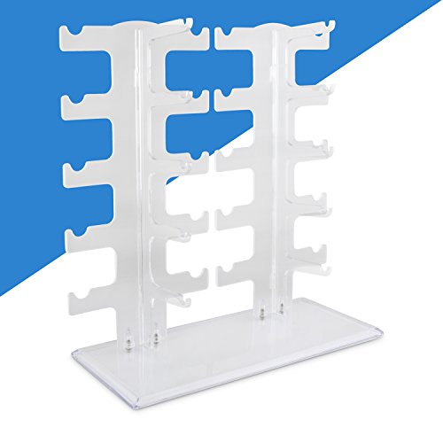 VENKON – Brillenhalter für 10 Paar Brillen Organizer für Aufbewahrung & Präsentation – Acryl Transparent – ca. 32 x 13 x 32 cm - 3
