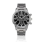 Mode Retro Männer Kristall Rostfreier Stahl Analoge Quarz Armbanduhr Herren Uhren Groveerble