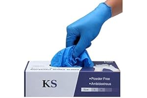 Kashi Surgicals Powder Free Nitrile Gloves, Food Grade, Non Tearable, Made In Malaysia (Medium, Blue, Pack of 80)