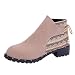 Produktbild Yazidan Frau Herde Stiefel Keile Niedrig Reißverschluss Mitte Tube Beiläufig Schuhe Martin Damen Dick Frosted Seite Winter Leicht Gehen Knöchel Western Runden Zehe Winter Warm(Beige,UK:5)