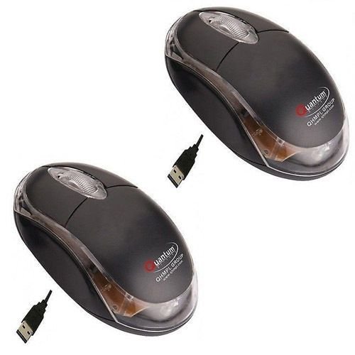 QUANTUM MST-1037-1 USB Optical Mouse (Black, Pack of 2)
