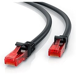 CSL - 5m Cable de red Gigabit Ethernet Lan CAT.6 (RJ45) | 10/100/1000Mbit/s | Cable de conexión a red | UTP | Compatible con CAT.5 / CAT.5e / CAT.7 | Conmutador/router/módem/panel de conexiones/punto de acceso/campos de conexión | negro