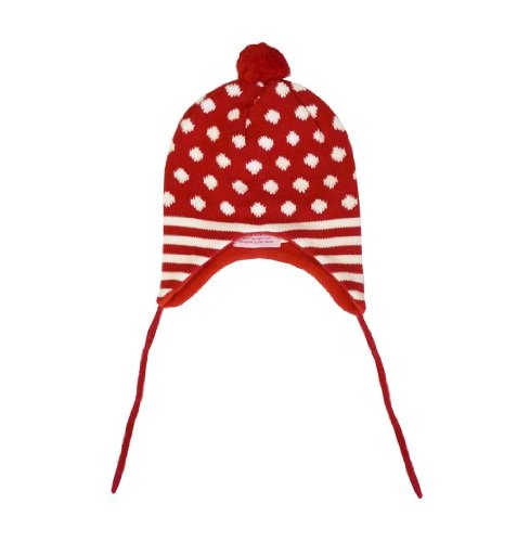 Toby Tiger Unisex Baby Knitted Dots Hat Red/ White Medium