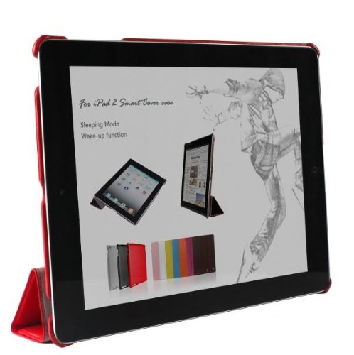 Invision® iPad 2 iPad 3 und iPad 4 Intelligente Hülle – Tolles Design – Magnetische Aufweck/Schlaf-Funktion – Hochwertiges PU-Leder (iPad 2 3 4 / Rot) - 4