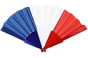 LES COTILLONS D'ALSACE Eventail Drapeau France Supporter Femme Eté I Tricolore Bleu Blanc Rouge Français I Sport Jeux 2024 Equipe Foot Rugby