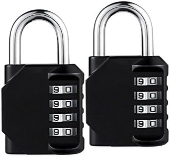 LWD 2 Packs of Combination Password Lock,4 Digit Anti Rust Padlock Set for Gym, Sports, School &amp; Employee Locker, Outdoor, Fence, Hasp and Storage (4 Digit Password Lock)