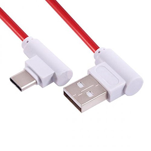 SYSTEM-S USB 3.1 Typ C 90° gewinkelt Winkelstecker zu USB 2.0 A Datenkabel Ladekabel Adapter Kabel 89 cm in Rot
