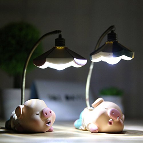 PIXNOR LED Tischlampe Batterie Nachtlichter LED Lieblingsbuch Schreibtischlampe (grinsenden Schwein) - 3