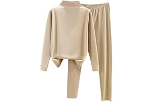 ORANDESIGNE Tuta Calda Donna 2 Pezzi Pigiama Top a Collo Alto + Legging Completi da Casa Invernali Tuta da Ginnastica Tuta Sportiva Completa per Yoga Jogging Training Casa