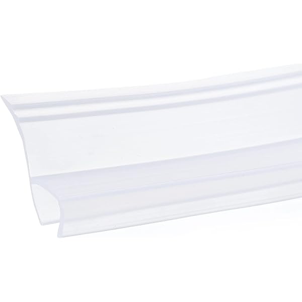 METALLIXITY F-Type Shower Door Seal Strip – 59 Inch Silicone For 3/8 Glass, Translucent, Frameless Bottom Sweep