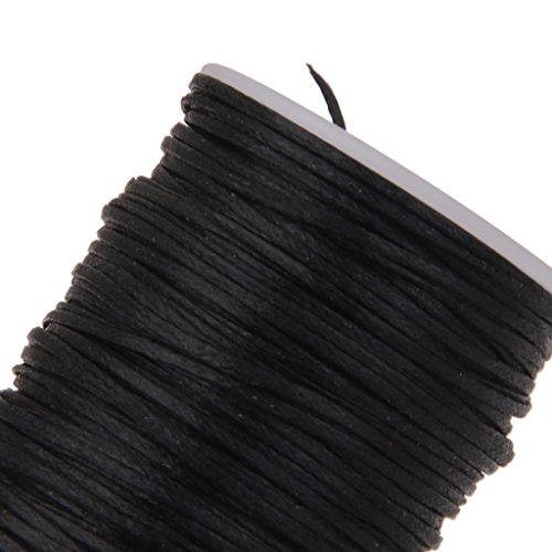 MagiDeal 65 Meter Flachband gewachstes Wachsband Wachs Band für Halsband Halskette Leder Handwerk 1.2mm – Schwarz, 70Meter x 1.2mm - 4