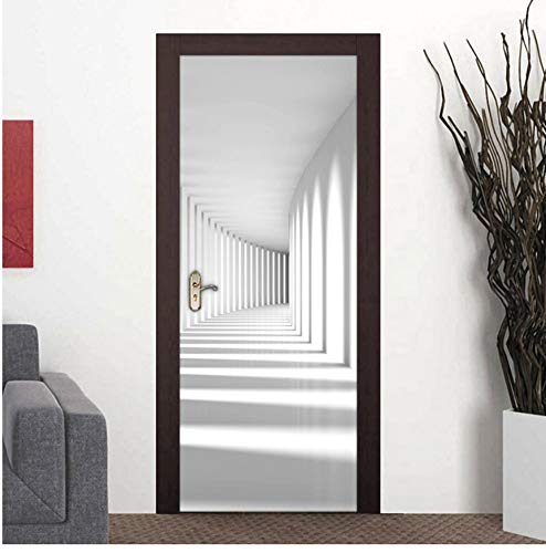 PANDABOOM Adesivo per Porte Autoadesive in PVC Adesivo per Porte in 3D Moderno E Stereo Murale Carta da Parati Soggiorno Adesivi per Porte Camera da Letto Home Decor 95X215Cm