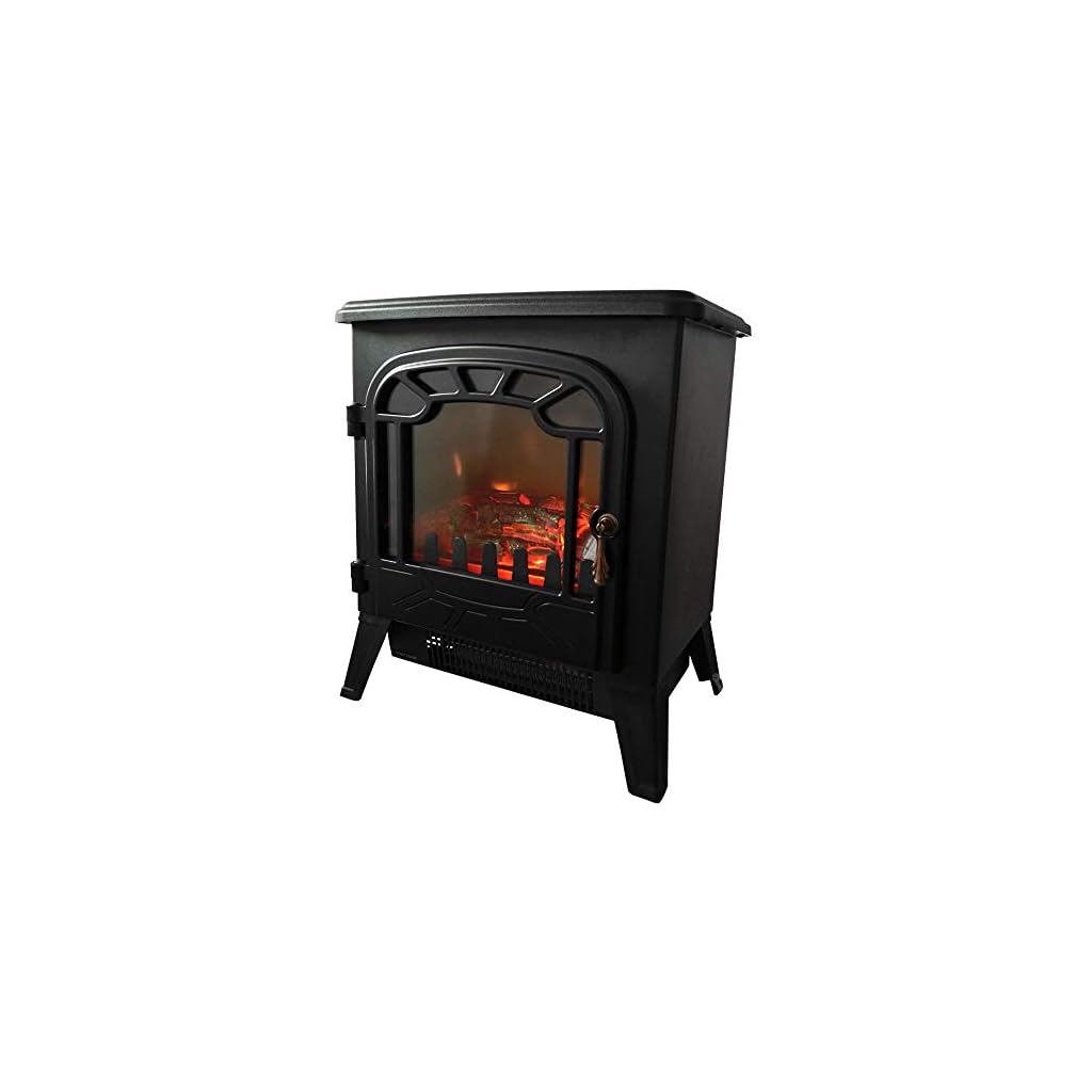 Garden Mile® Portable 1.8Kw Black Log Burner Electric Fire Stove, Free