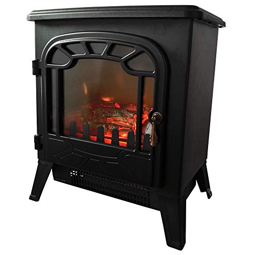 Garden Mile® Portable 1.8Kw Black Log Burner Electric Fire Stove, Free