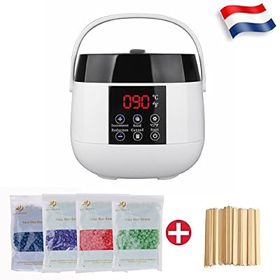 Sinbide® Sinbide Appareil Chauffe Cire Professionnel Kit Visage Corps Aisselles Bikini Zone Jambes Bras Spa Domicile pour Femme Homme, Temprérature Ajustable, Ecran Lisible, Pot Amovible + 4 arômes Cires d'épilation + 20 btons