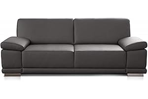 CAVADORE 2,5-Sitzer Sofa Corianne in hochwertigem Kunstleder und modernem Design / Mit Armteilfunktion / 191 x 80 x 99 / Grau