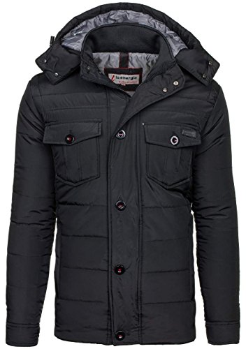 BOLF Herrenjacke mit Kapuze Winterjacke LA ENERGIA 3293 Schwarz XXL [4D4]