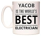 Acabado blanco brillante YACOB Is The World\'s BEST Electrician Taza por WeDoMugs