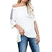 Produktbild pitashe Lange Ärmel Oberteil Tops Damen T-Shirts Sommer Pailletten-Tasche Schulterfreie Schulter Lose Freizeit Mode Schlank Fünf-Punkt Lange Ärmel Lose Pullover Weste Oberteil Tank Top Bluse