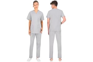 B-well Colombo Unisex-Schrubb-Set Schlupfkasack + Schlupfhose Set Medizin Arzt Uniform Schlupfjacke Oberteil mit Hose Medizinische Berufsbekleidung - Dicker Stoff
