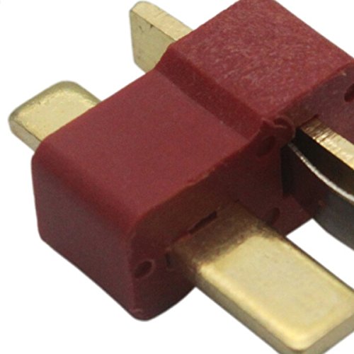Foxnovo 20 Paar Gold T-Stecker mit vergoldeten Stecker Deans Style männlich und weiblich für RC LiPo Akku Hubschrauber Flugzeug (rot) - 3