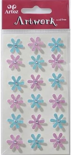 Pink And Blue Flowers Craft Embellishment